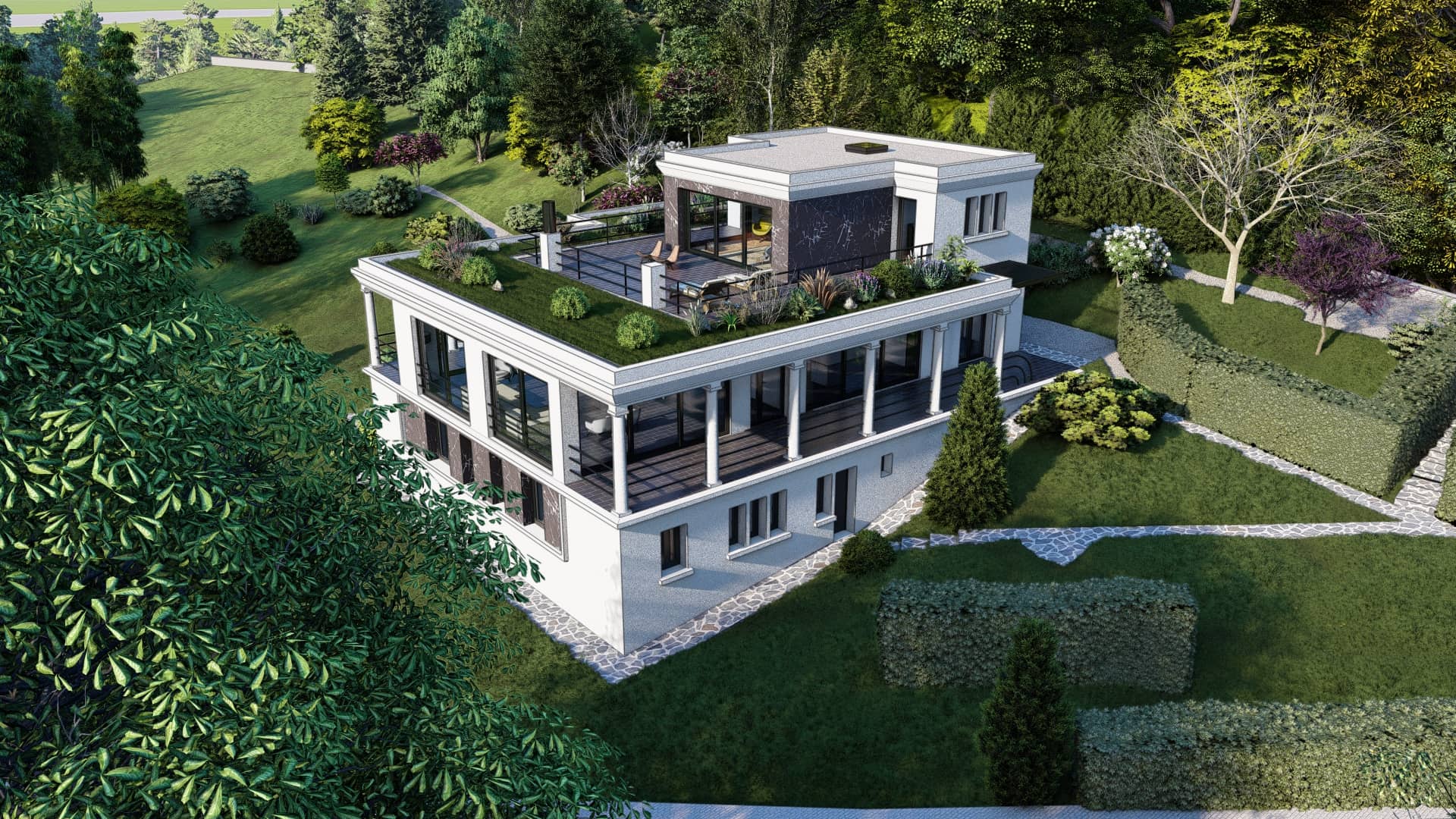 Intérieur lumineux d_une maison d_architecte — DSA